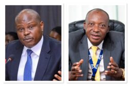 In his response to audit queries, Benson Turamye (right) reported unmet targets as realized, which Auditor General Edward Akol (left) considered a misrepresentation of the issues.