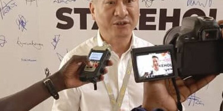 Fang Ming, HGO managing director, speaks to reporters during the company's launch in Kampala on June 21, 2025.