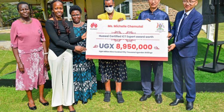 Ms. Michelle Chemutai the HCIE professional obtaining her award