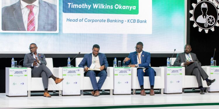 Timothy Wilkins Okanya Head of Coeporate Banking KCB Bank and other panelists at Psfu annual conference