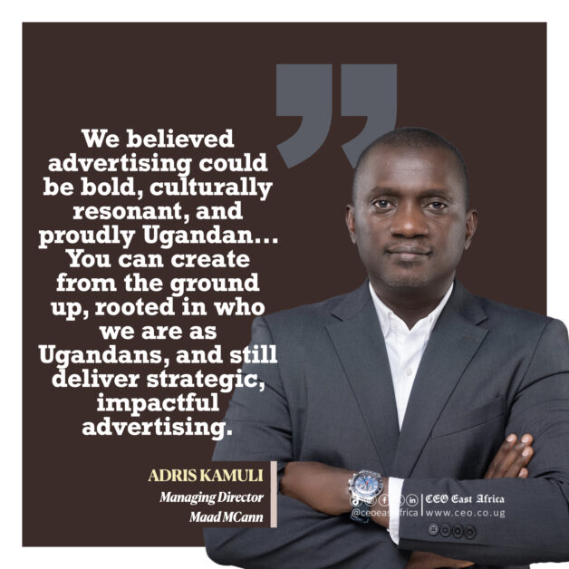 ceo-quotes-adris-kamuli-001-628x628-1 Adris Kamuli, award-winning co-founder and Managing Director of Maad McCann, discusses his leadership journey, creative excellence, and role in shaping Uganda’s advertising industry through bold campaigns, mentorship, and global-standard branding strategies.